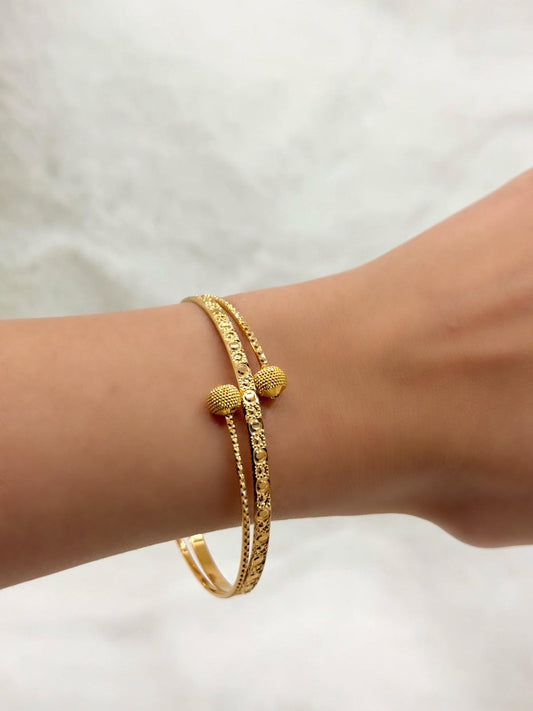 TwinBead Gold Bangle