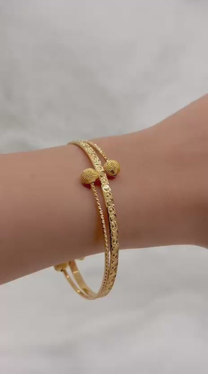 TwinBead Gold Bangle